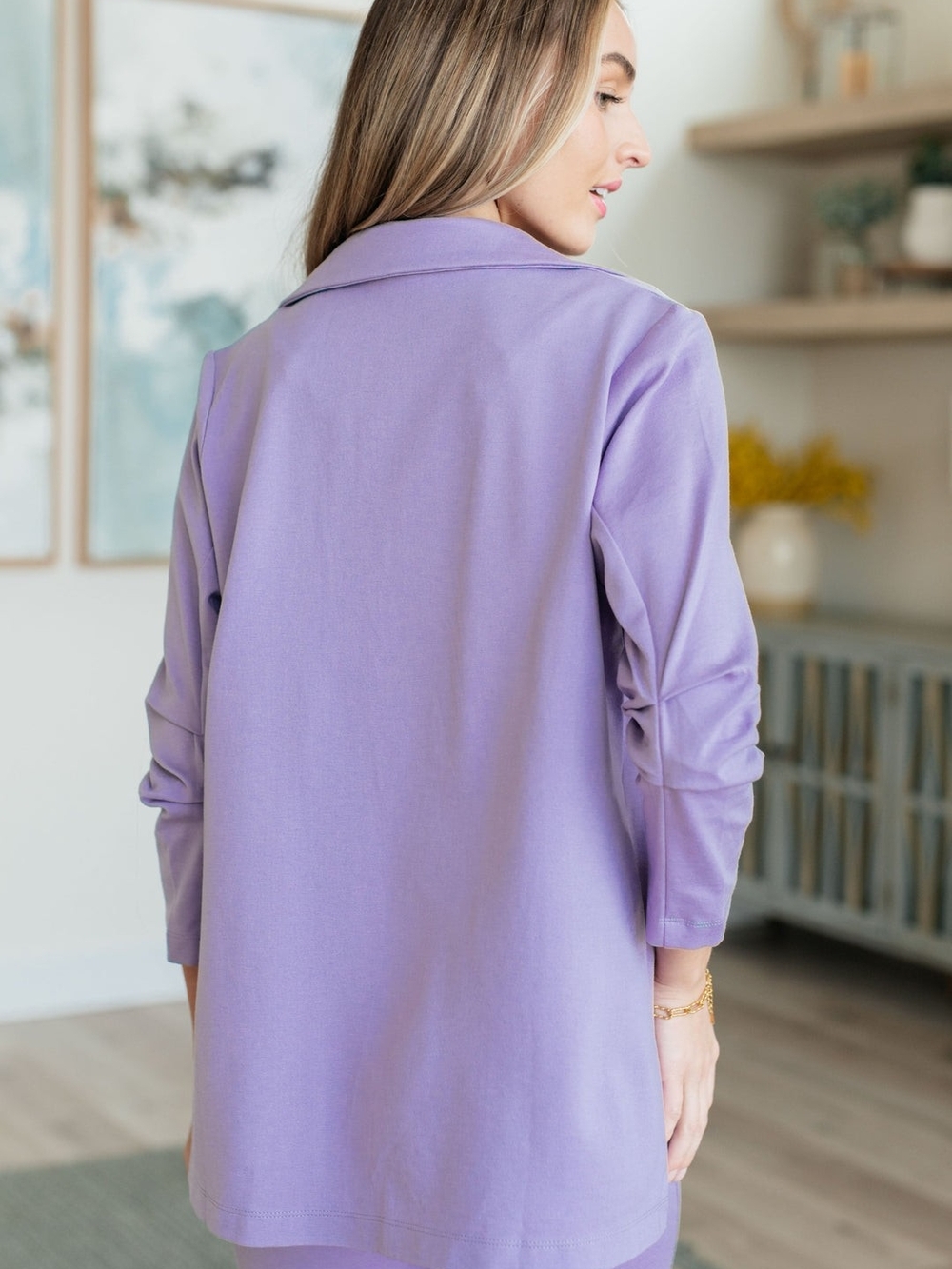 Dear Scarlett Lavender Open-Front Women's 3/4 Sleeve Magic Blazer Size XL Jacket - Picture 8 of 15
